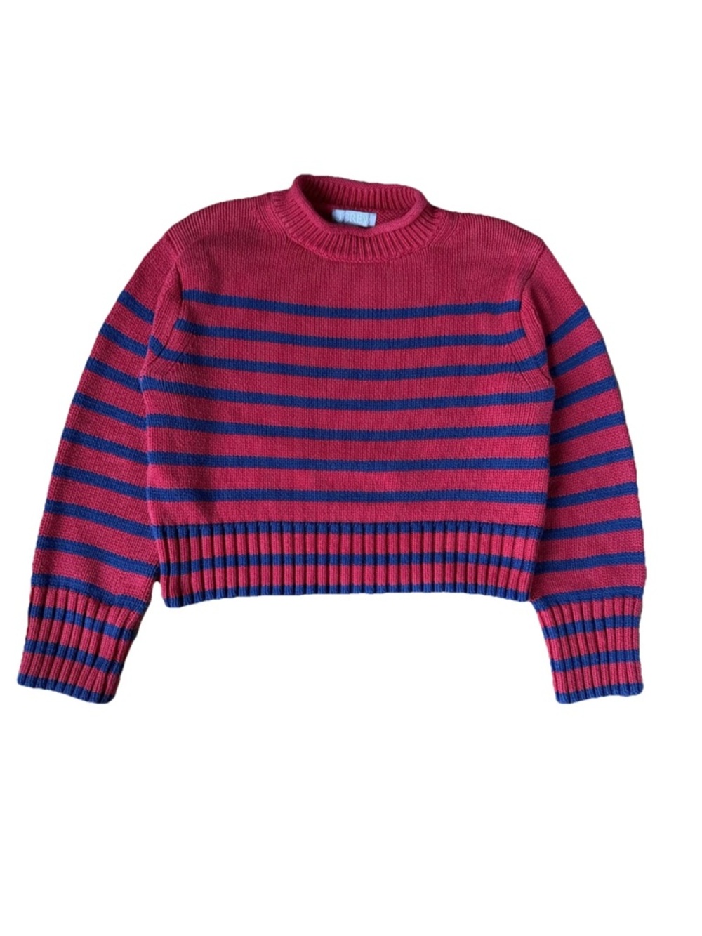 J.Crew Women’s Rollneck Sweater in Stripe Blue & Red 100% Cotton Size XS